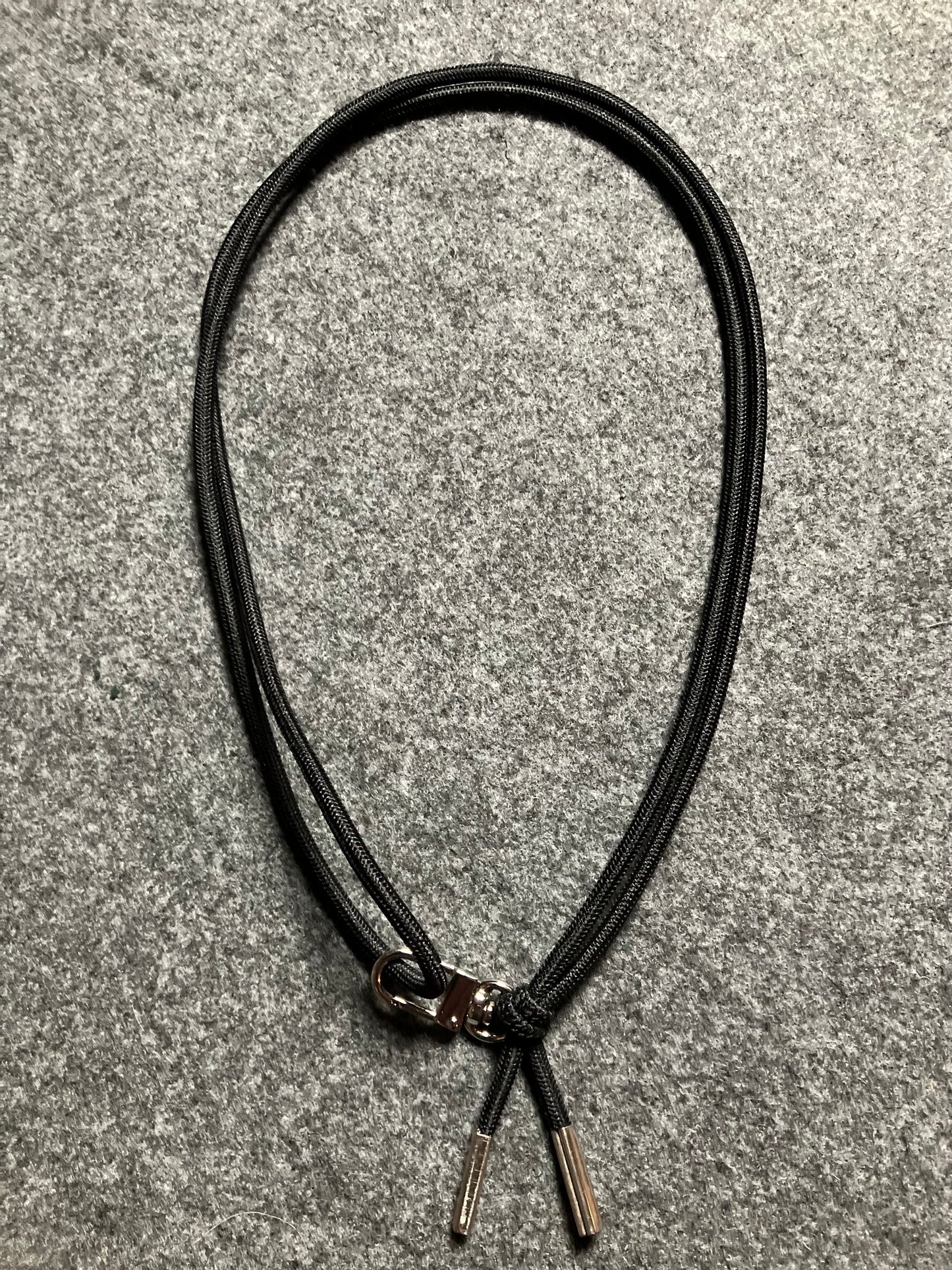 Samsung Case/Holder, Laser Cut & Engraved Full-Grain vegetable-tanned Genuine Leather/microfiber & Black Elastic Rope Crossbody/Necklace/Choker/Bracelet with a Carabiner, and 2 Silver End caps.- KCS53