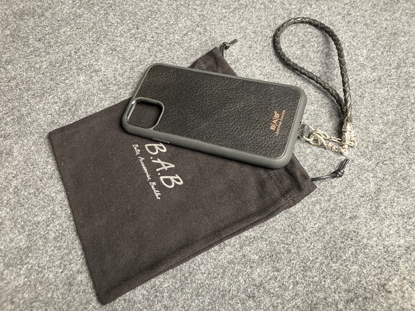 Laser-cut and engraved Full-Grain vegetable-tanned Genuine Leather iPhone Case/Holder/microfiber. 2 Spiral Terminals, 2 Links, and 6 Rings, all made of 925 Sterling Silver & Hand-braided 4-strand Leather Strap/Choker/Bracelet, Brown or Black.- KP22i