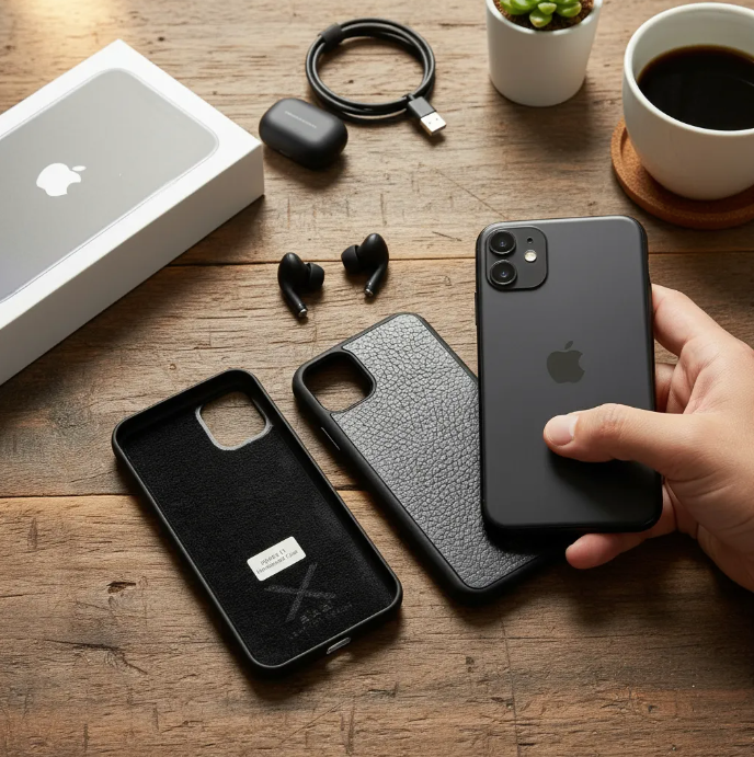 Full-Grain Genuine Leather Case, vegetable-tanned, Laser-Cut and Engraved/Microfiber. - 50