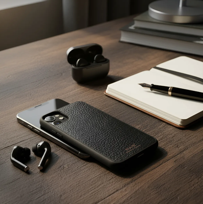 Full-Grain Genuine Leather Case, vegetable-tanned, Laser-Cut and Engraved/Microfiber. - 50