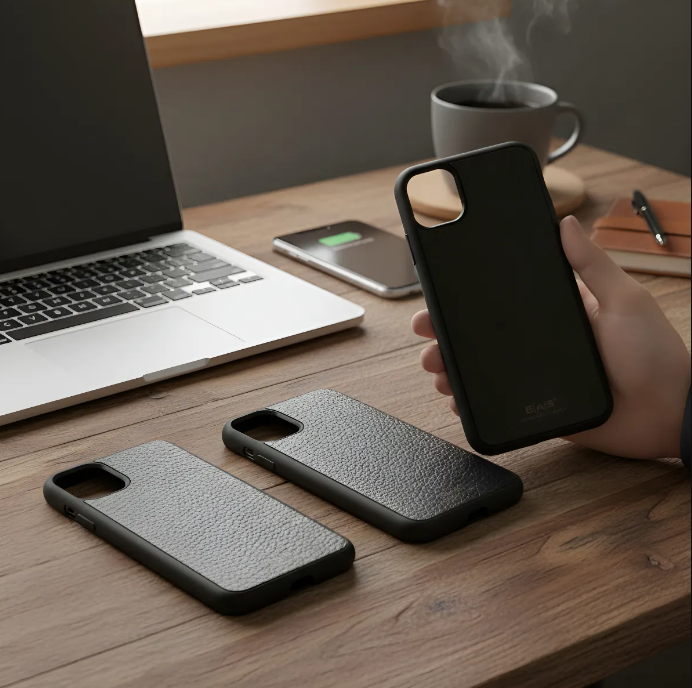Full-Grain Genuine Leather Case, vegetable-tanned, Laser-Cut and Engraved/Microfiber. - 50