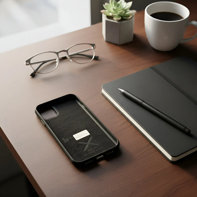 Full-Grain Genuine Leather Case, vegetable-tanned, Laser-Cut and Engraved/Microfiber. - 50