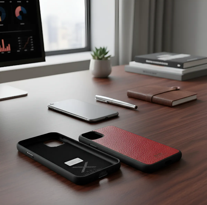 Full-Grain Genuine Leather Case, vegetable-tanned, Laser-Cut and Engraved/Microfiber. - 50