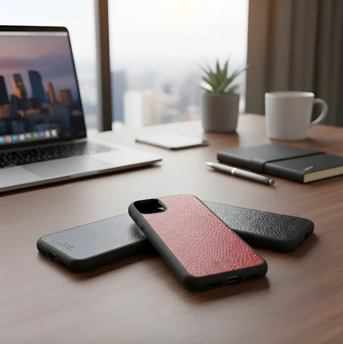 Full-Grain Genuine Leather Case, vegetable-tanned, Laser-Cut and Engraved/Microfiber. - 50