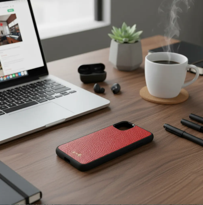 Full-Grain Genuine Leather Case, vegetable-tanned, Laser-Cut and Engraved/Microfiber. - 50