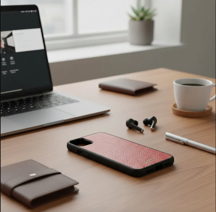Full-Grain Genuine Leather Case, vegetable-tanned, Laser-Cut and Engraved/Microfiber. - 50