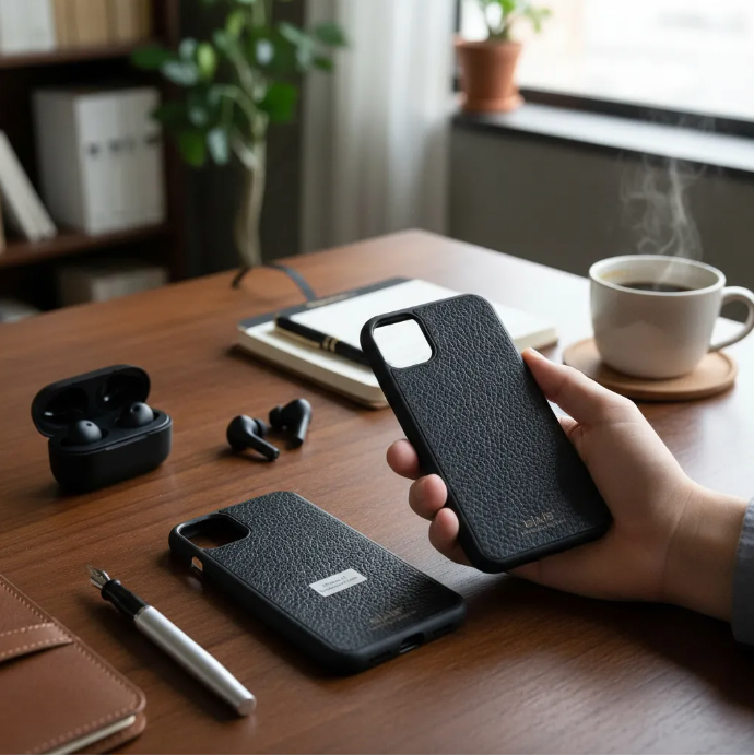 Full-Grain Genuine Leather Case, vegetable-tanned, Laser-Cut and Engraved/Microfiber. - 50
