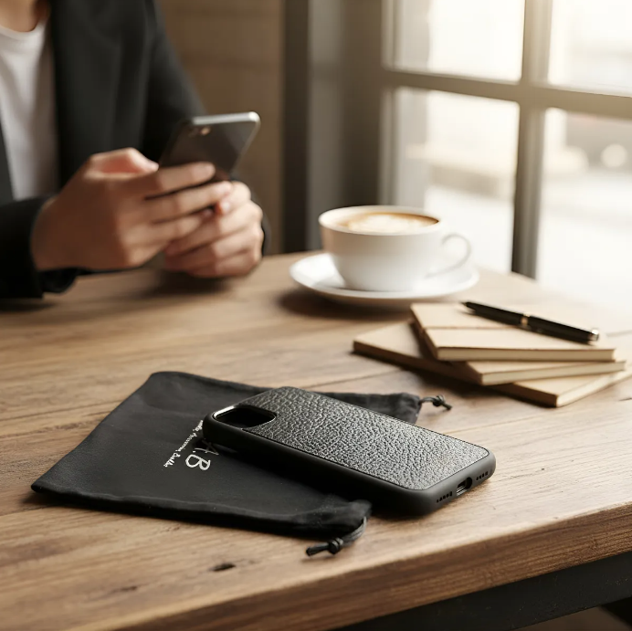 Full-Grain Genuine Leather Case, vegetable-tanned, Laser-Cut and Engraved/Microfiber. - 50