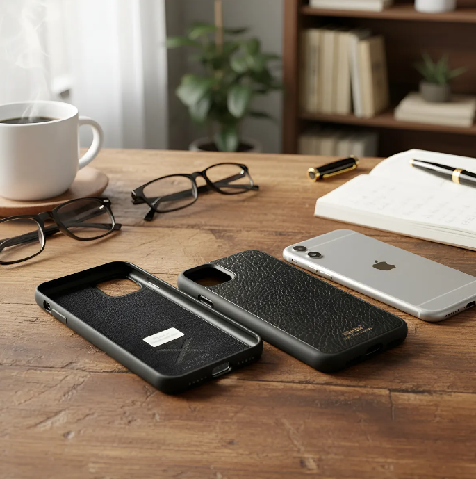 Full-Grain Genuine Leather Case, vegetable-tanned, Laser-Cut and Engraved/Microfiber. - 50