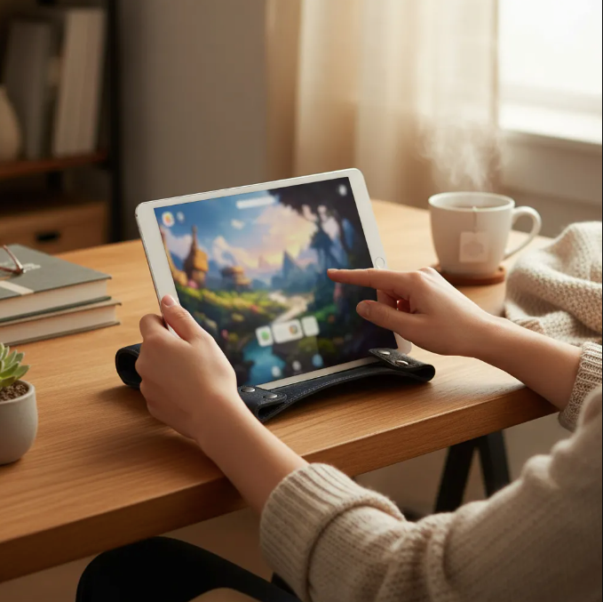 Θήκη για iPad: Air 10,5"/iPad Air 5η/4η/3η (γενιά)/iPad Air 11"(M2/iPad 9η/8η/7η (γενιά)/iPad Pro 11"4η/3η/2η/1η (γενιά)/iPad Pro 11"(M4). Ολόσωμο Γνήσιο Δέρμα Oλικής άλεσης/Tσόχα & 8 Snaps.- 935