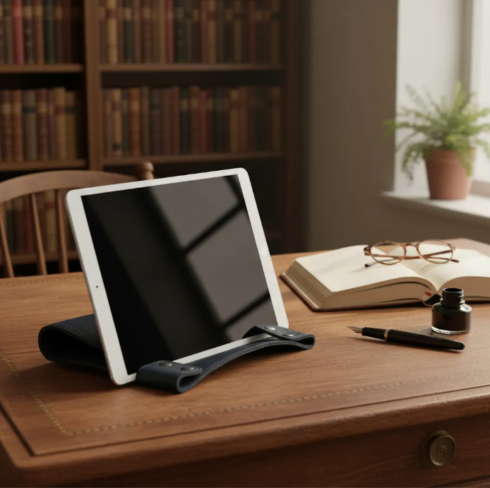 Θήκη για iPad: Air 10,5"/iPad Air 5η/4η/3η (γενιά)/iPad Air 11"(M2/iPad 9η/8η/7η (γενιά)/iPad Pro 11"4η/3η/2η/1η (γενιά)/iPad Pro 11"(M4). Ολόσωμο Γνήσιο Δέρμα Oλικής άλεσης/Tσόχα & 8 Snaps.- 935