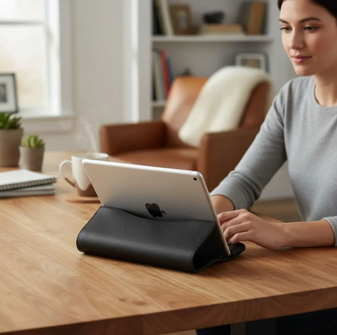 Θήκη για iPad: Air 10,5"/iPad Air 5η/4η/3η (γενιά)/iPad Air 11"(M2/iPad 9η/8η/7η (γενιά)/iPad Pro 11"4η/3η/2η/1η (γενιά)/iPad Pro 11"(M4). Ολόσωμο Γνήσιο Δέρμα Oλικής άλεσης/Tσόχα & 8 Snaps.- 935