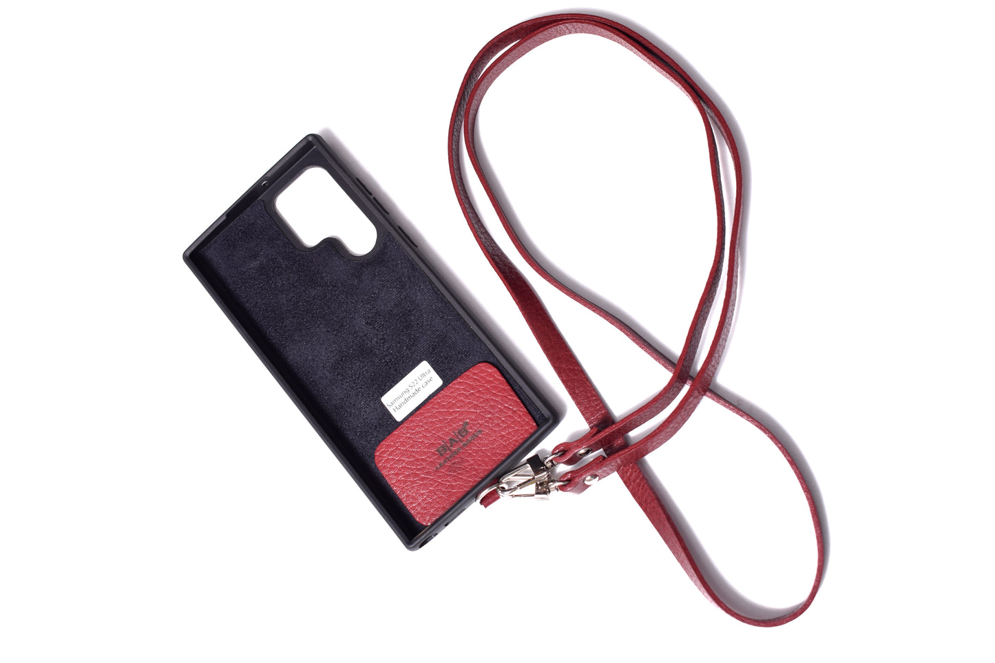 Double Crossbody/Necklace/Bracelet Full-Grain vegetable-tanned Genuine Leather & 2 Silver-Tone Carabiners and 2 Silver-Tone Domed Rivets.- CP26