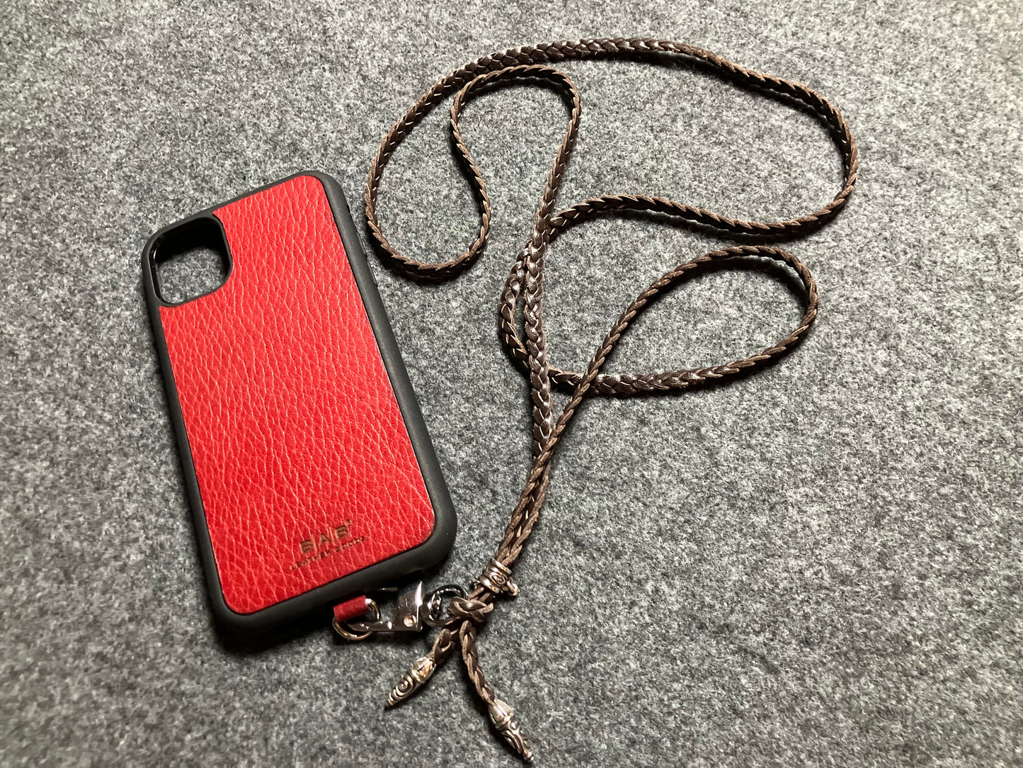Full-Grain Leather iPhone Case/Holder/Microfiber. 2 Spiral Terminals, 1 Spiral Pin with Ring, and 1 Crucifix Pendant with 2 Hand-cut Emeralds, all made of 925 Sterling Silver & 3-Strand Leather Crossbody/Necklace/Bracelet, Brown or Black.- KC31i