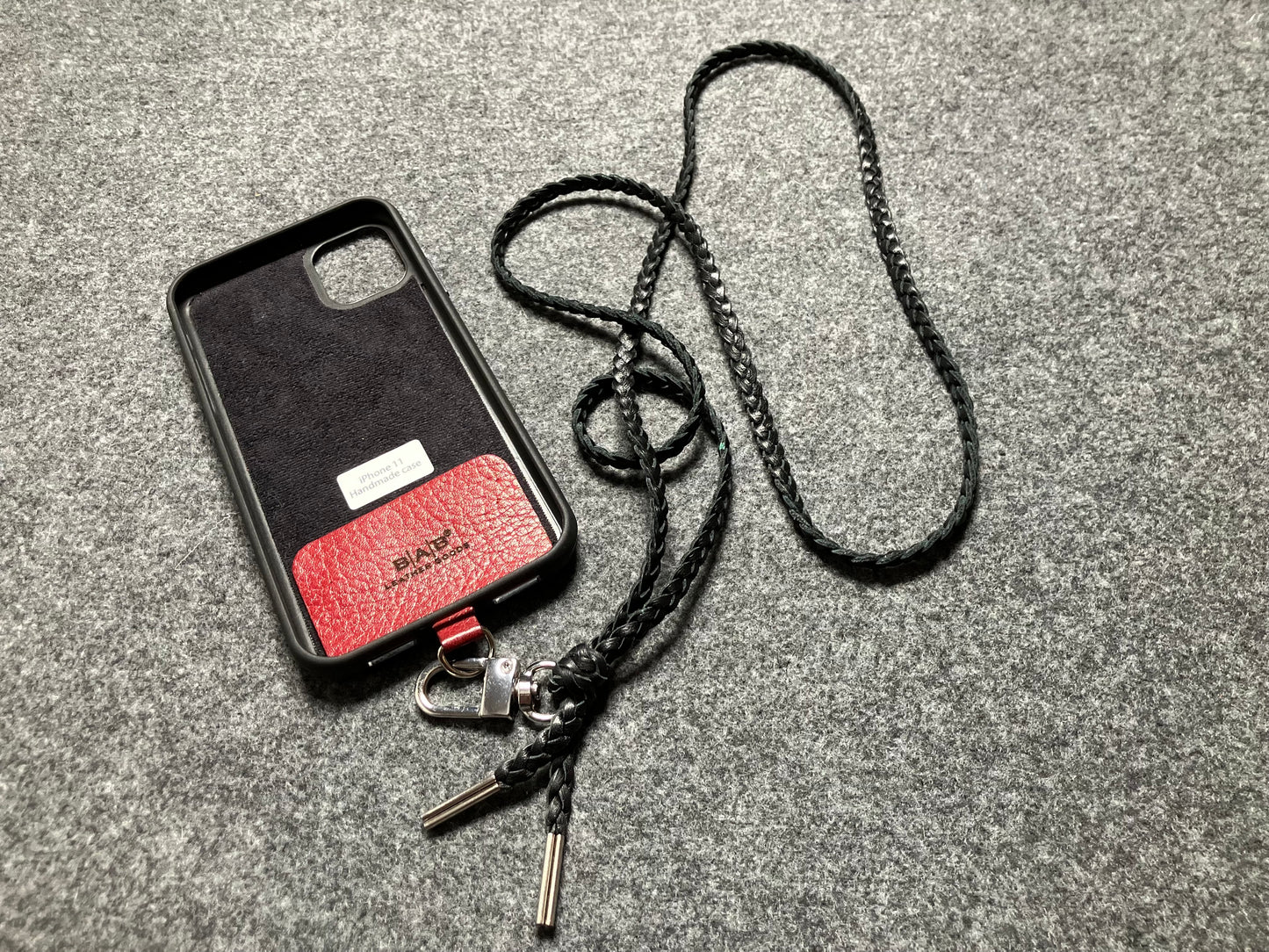 Genuine Leather Crossbody/Necklace/Bracelet, with three double hand-braided Strands, Brown or Black. 1 swivel Carabiner and 2 End caps, all Silver.- C38