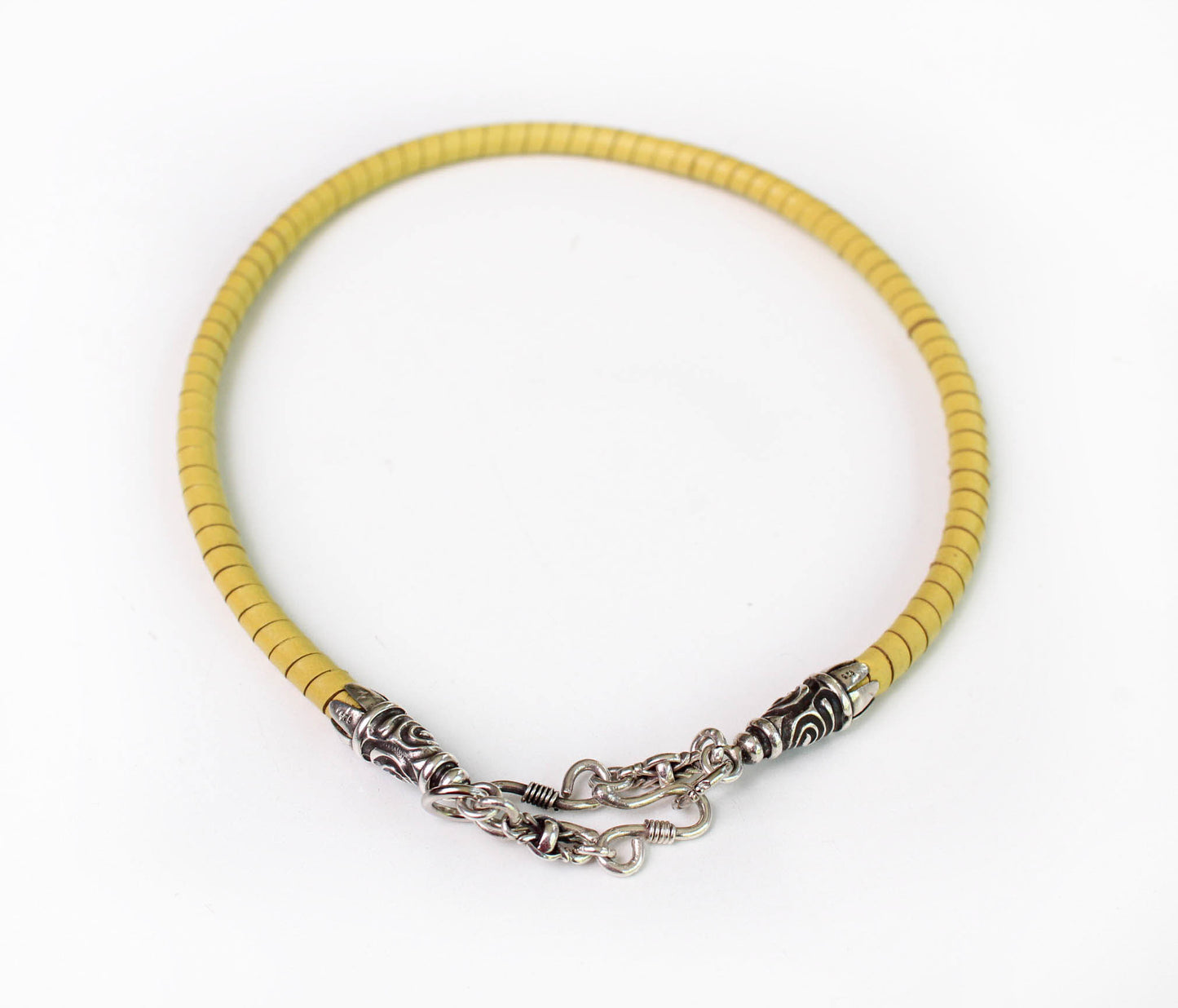 2 Spiral Terminals, 2 Links, 2 S-clasps, and 6 Jump Rings, all made of solid 925 Sterling Silver & Hand-braided Genuine Leather Spiral Strap/Choker/Bracelet.- PP01