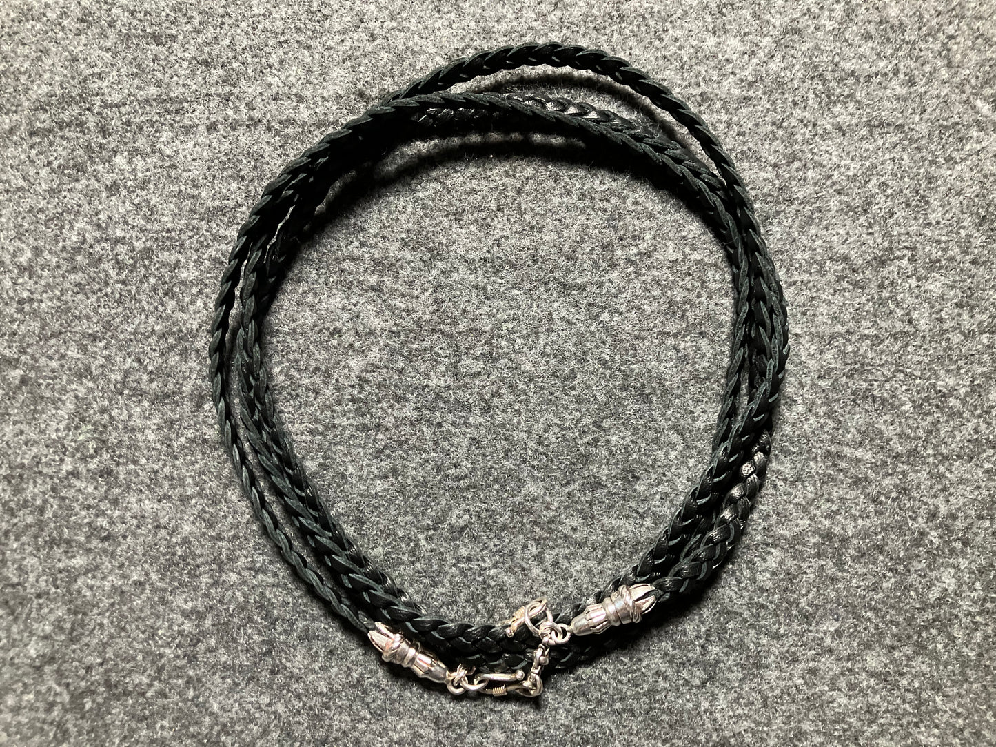Full-Grain vegetable-tanned Genuine Leather Samsung Case/Holder/Microfiber. 2 Rope Terminals, 2 Links, and 6 Rings, all made of 925 Sterling Silver & Leather Crossbody/Necklace/Choker/Bracelet with 3 Hand-Braided Strands, Brown or Black.- KC14S