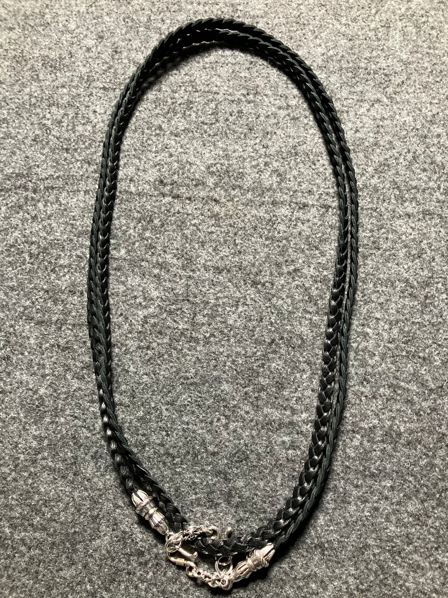Full-Grain vegetable-tanned Genuine Leather Samsung Case/Holder/Microfiber. 2 Rope Terminals, 2 Links, and 6 Rings, all made of 925 Sterling Silver & Leather Crossbody/Necklace/Choker/Bracelet with 3 Hand-Braided Strands, Brown or Black.- KC14S