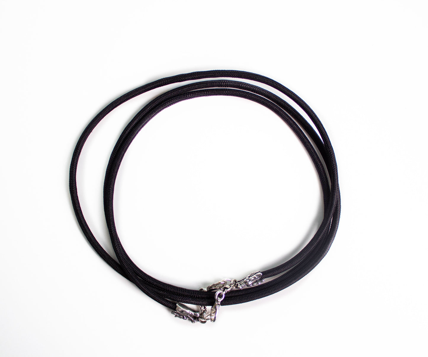 2 Dragon Terminals, 2 Links, and 6 Jump rings, all made of Solid 925 Sterling Silver & Black Elastic Rope Crossbody/Necklace/Choker/Bracelet.- CP09