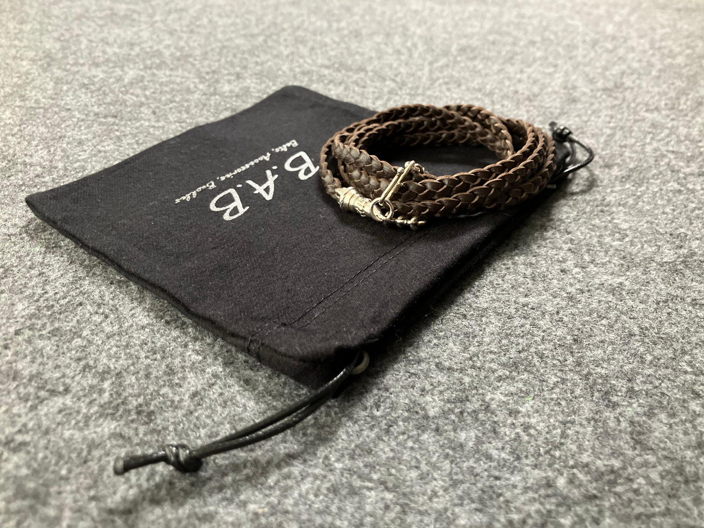 Full-Grain vegetable-tanned Genuine Leather Samsung Case/Holder/Microfiber. 2 Rope Terminals, 2 Links, and 6 Rings, all made of 925 Sterling Silver & Leather Crossbody/Necklace/Choker/Bracelet with 3 Hand-Braided Strands, Brown or Black.- KC14S