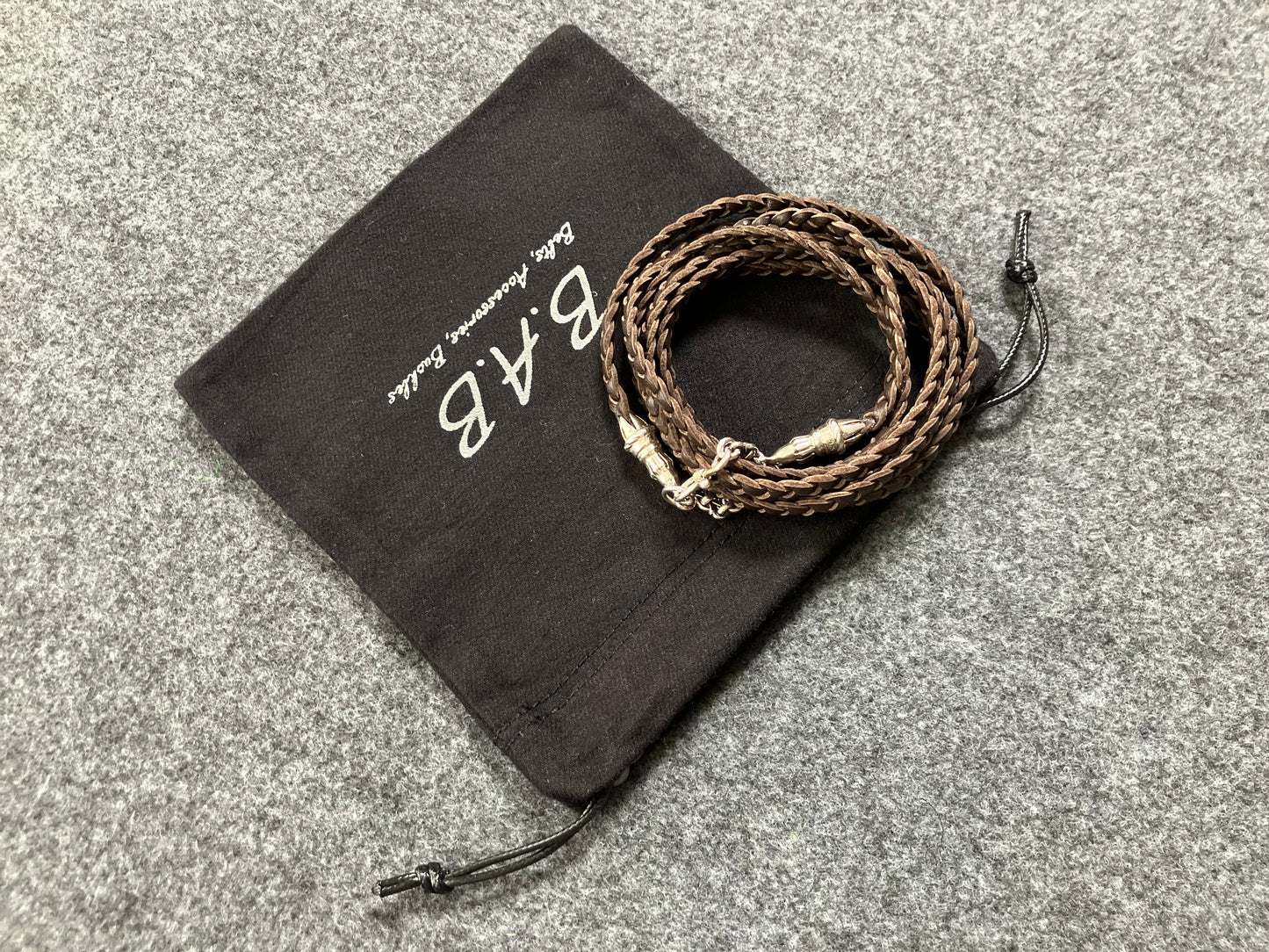 Full-Grain vegetable-tanned Genuine Leather Samsung Case/Holder/Microfiber. 2 Rope Terminals, 2 Links, and 6 Rings, all made of 925 Sterling Silver & Leather Crossbody/Necklace/Choker/Bracelet with 3 Hand-Braided Strands, Brown or Black.- KC14S