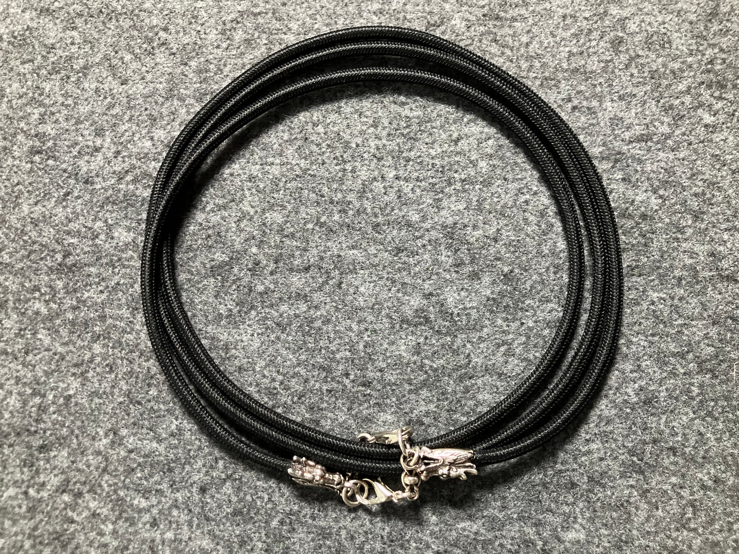 Full-Grain vegetable-tanned Genuine Leather Case/Holder for iPhone/Samsung/microfiber. 2 Dragon Terminals, 2 Links, and 6 Rings, all made of 925 Sterling Silver & Black Elastic Rope Crossbody/Necklace/Choker/Bracelet.- KC09