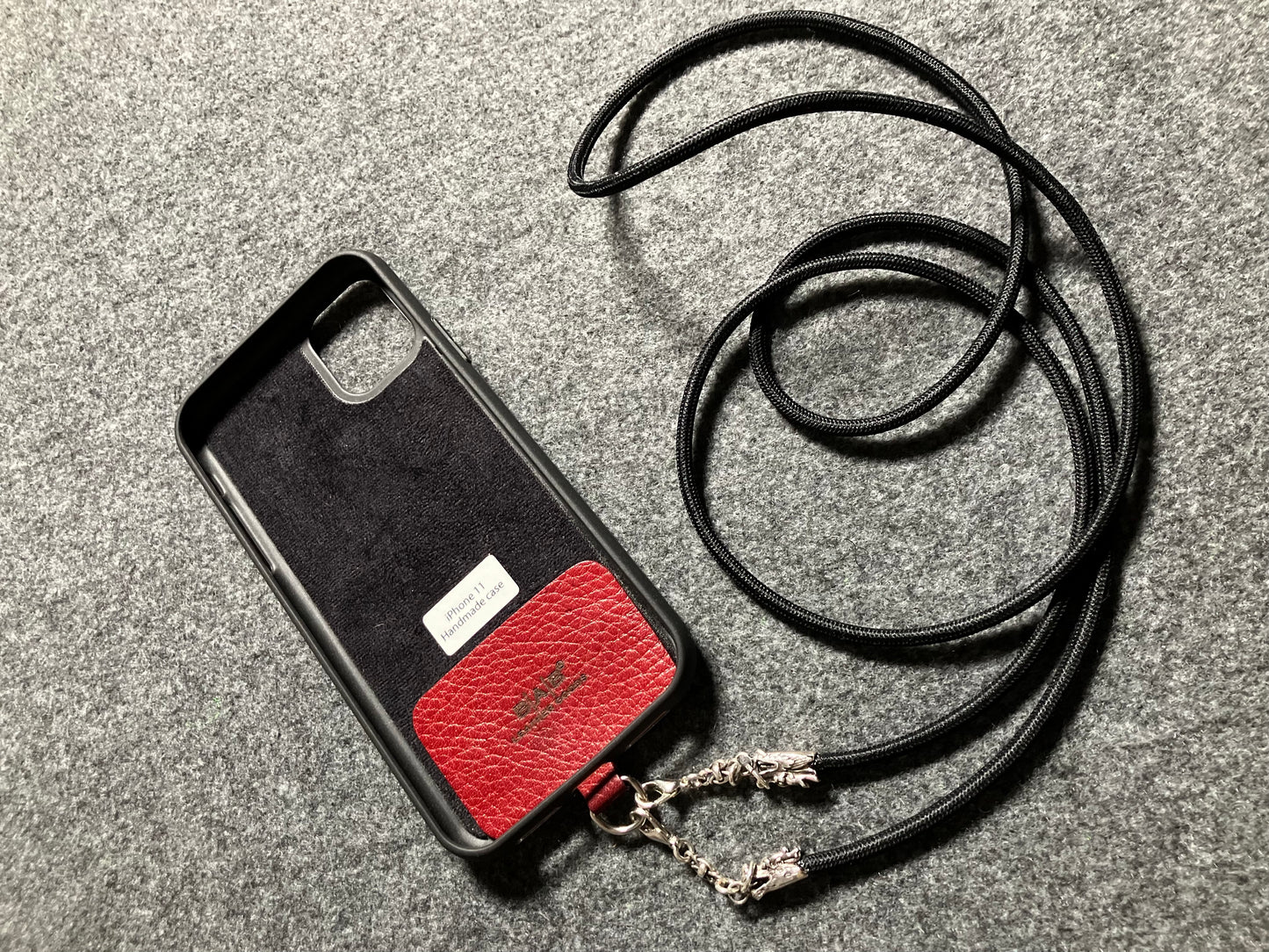 2 Dragon Terminals, 2 Links, and 6 Jump rings, all made of Solid 925 Sterling Silver & Black Elastic Rope Crossbody/Necklace/Choker/Bracelet.- CP09
