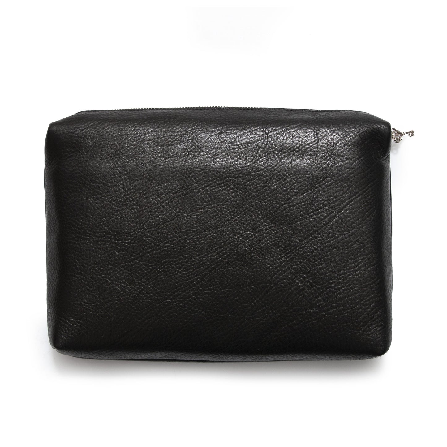 iPad Portfolio/Clutch: Pro 9.7"/10.5"/iPad Pro 11"(1st/2nd/3rd/4th Gen)/iPad Air (3rd/4th Gen)/iPad 11"(M2)/tablet. Black Full-Grain vegetable-tanned Genuine Leather/Felt & Silver Bronze Key Charm closure pull.- 2003