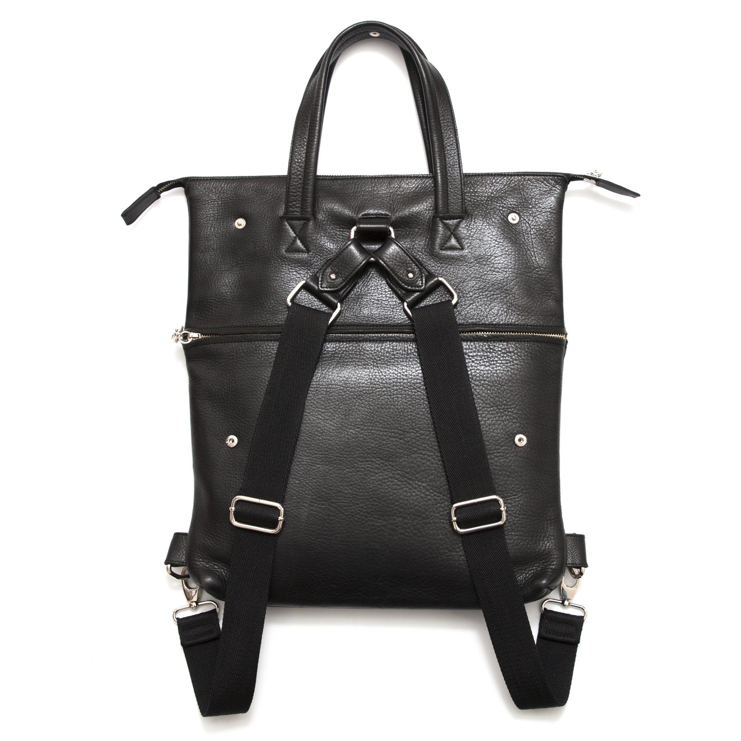 Backpack for MacBook Air 13"(M1/M2/M3)/MacBook Pro 14"(M1/M2/M3)/16,2"/iPad Air: 9,7"/10,5"/iPad Pro: 9,7"/10,5"/11"/12,9"M2/Tablet. Black Full-Grain Genuine vegetable-tanned Leather/Felt & Star-Charm Puller.- 2005