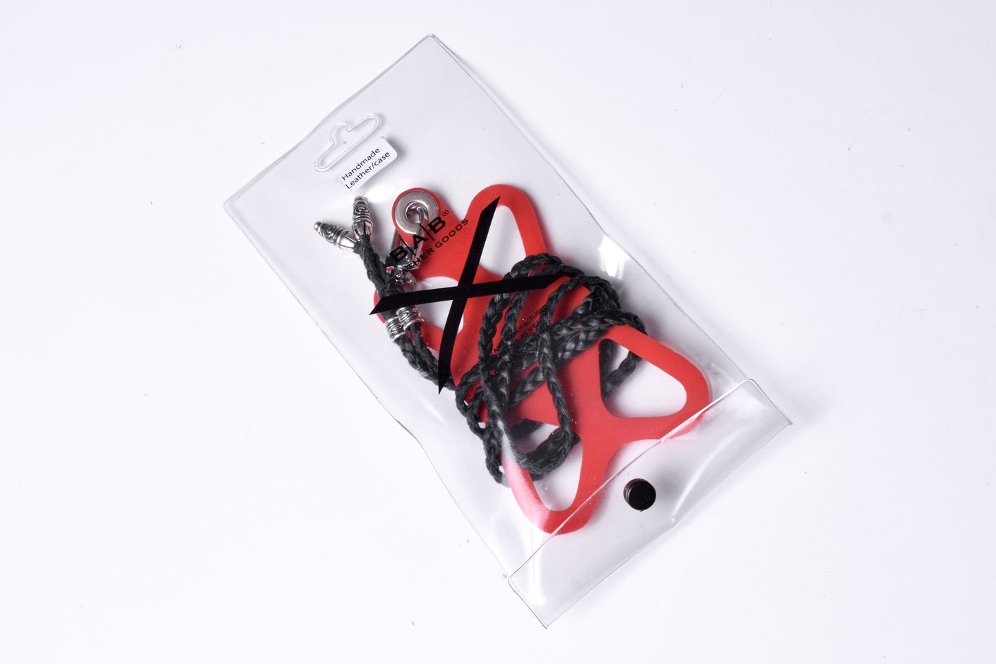 Laser-engraved Silicone cell phone Holder. 2 Spiral Terminals and 2 Spiral Pins, all made of solid 925 Sterling Silver & Genuine Leather Crossbody/Necklace/Bracelet with 3 hand-braided double strands, Brown, or Black.- SP43