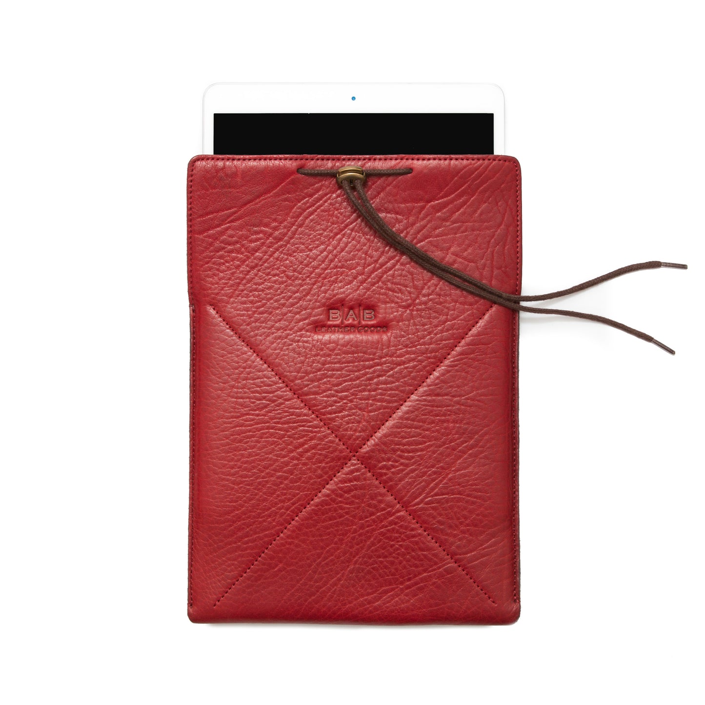Étui pour iPad: Air 10,5"/Air 5ème/4ème/3ème (gén)/Air 11"(M2)/iPad 9éme/8ème/7ème (gén)/iPad Pro 11"4ème/3ème/2ème/1ère (gén)/iPad Pro 11"(M4). Cuir Véritable Pleine Fleur tanné végétal au tanin/Feutre & Fermeture en Bronze et cordon.- 936