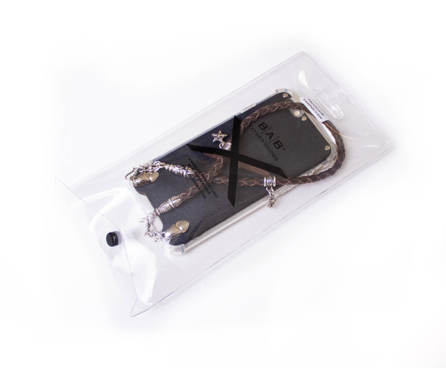 Funda de Cuero Genuino Full-Grain curtido vegetal. 2 Terminales en Espiral, 2 Eslabones, 2 Cierres S, 2 Pasadores con 2 Pendientes y 8 Argollas, de Plata 925 para iPhone/microfibra & Correa/Gargantilla/Pulsera Cuero Marrón 4 cabos trenzados a mano.- F02