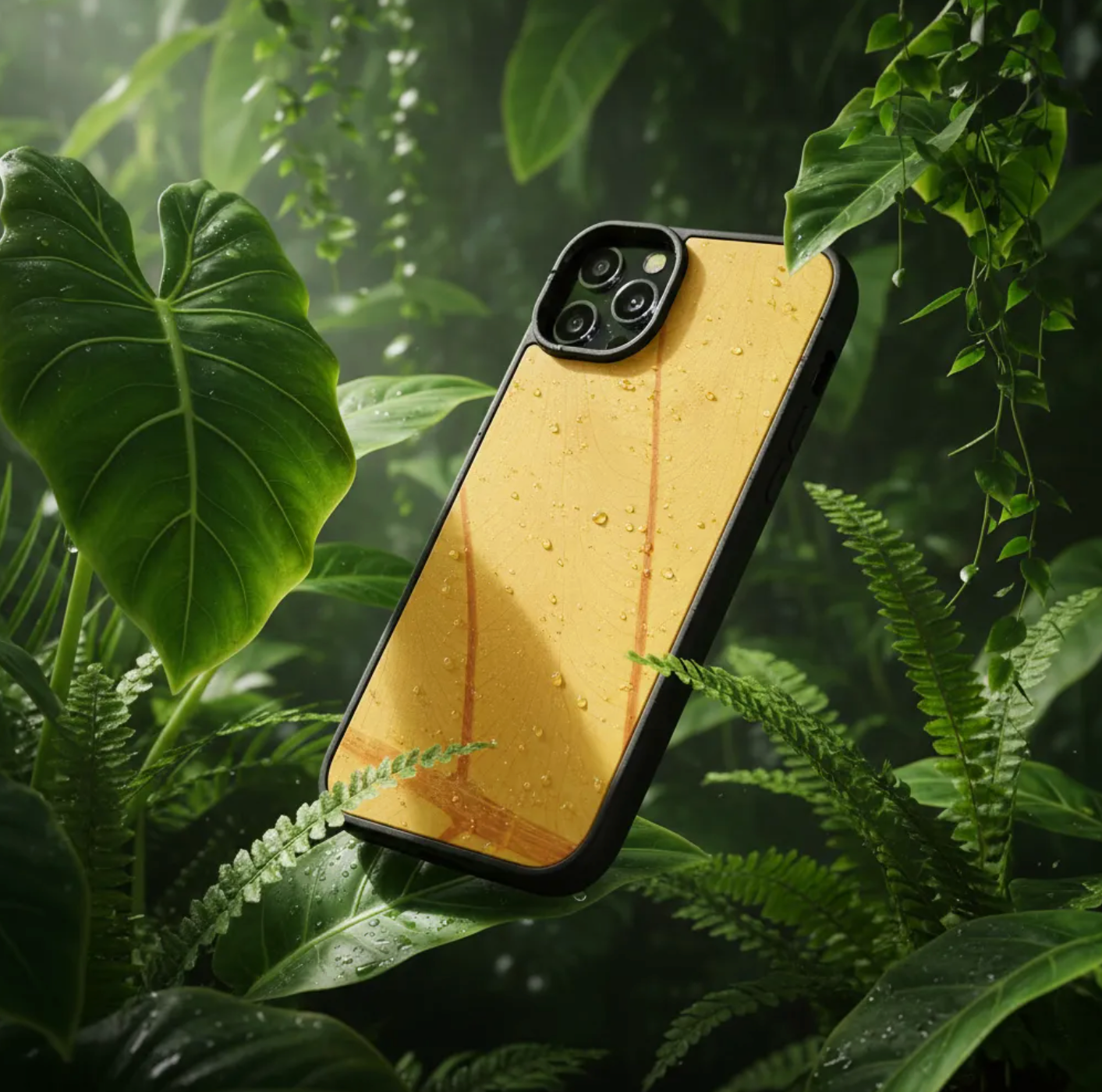 Coque beLEAF® en Véritable feuille d'Alocasia pour iPhone découpée & gravée au laser/Microfibre-60i
