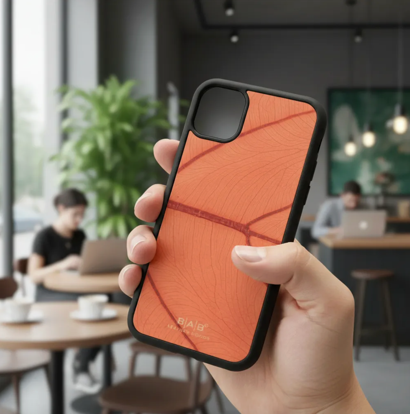 Coque beLEAF® en Véritable feuille d'Alocasia pour iPhone découpée & gravée au laser/Microfibre-60i