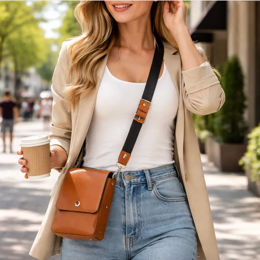 Bandolera / Portacelular / Crossbody Correa Negra.- 751