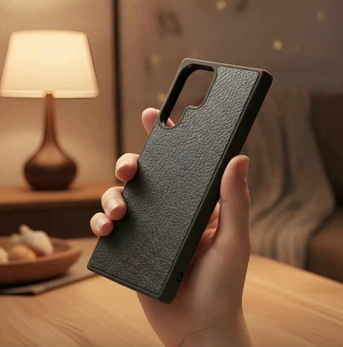 Capa para Samsung de Couro Genuíno Flor Integral curtido vegetal com tanino cortada e gravada a laser/microfibra.- 51