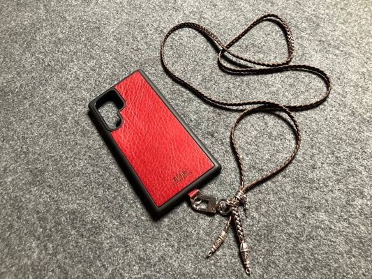 Full-Grain vegetable-tanned Genuine Leather Samsung Case/Holder/microfiber. 2 Spiral Terminals, 1 Spiral Pin with Ring, and 1 Dagger Pendant, all made of 925 Sterling Silver & Crossbody/Necklace/Bracelet, 3 hand-braided strands, Brown or Black.- KC32S
