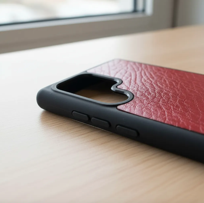 Capa para Samsung de Couro Genuíno Flor Integral curtido vegetal com tanino cortada e gravada a laser/microfibra.- 51