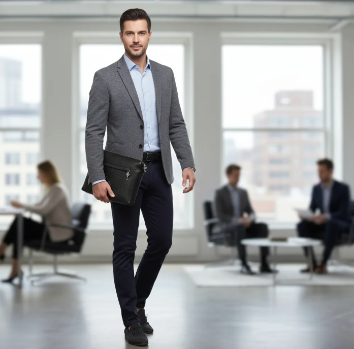 iPad Portfolio/Clutch: Pro 9.7"/10.5"/iPad Pro 11"(1st/2nd/3rd/4th Gen)/iPad Air (3rd/4th Gen)/iPad 11"(M2)/tablet. Black Full-Grain vegetable-tanned Genuine Leather/Felt & Key Charm.- 2003