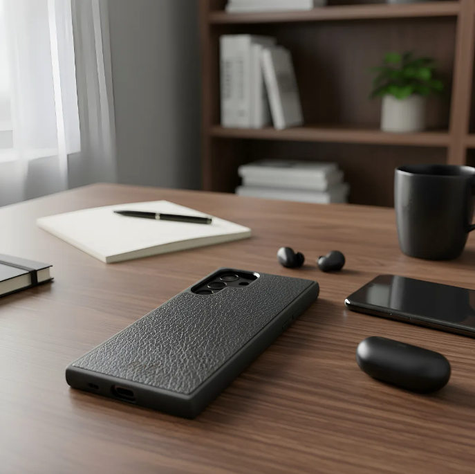 Capa para Samsung de Couro Genuíno Flor Integral curtido vegetal com tanino cortada e gravada a laser/microfibra.- 51