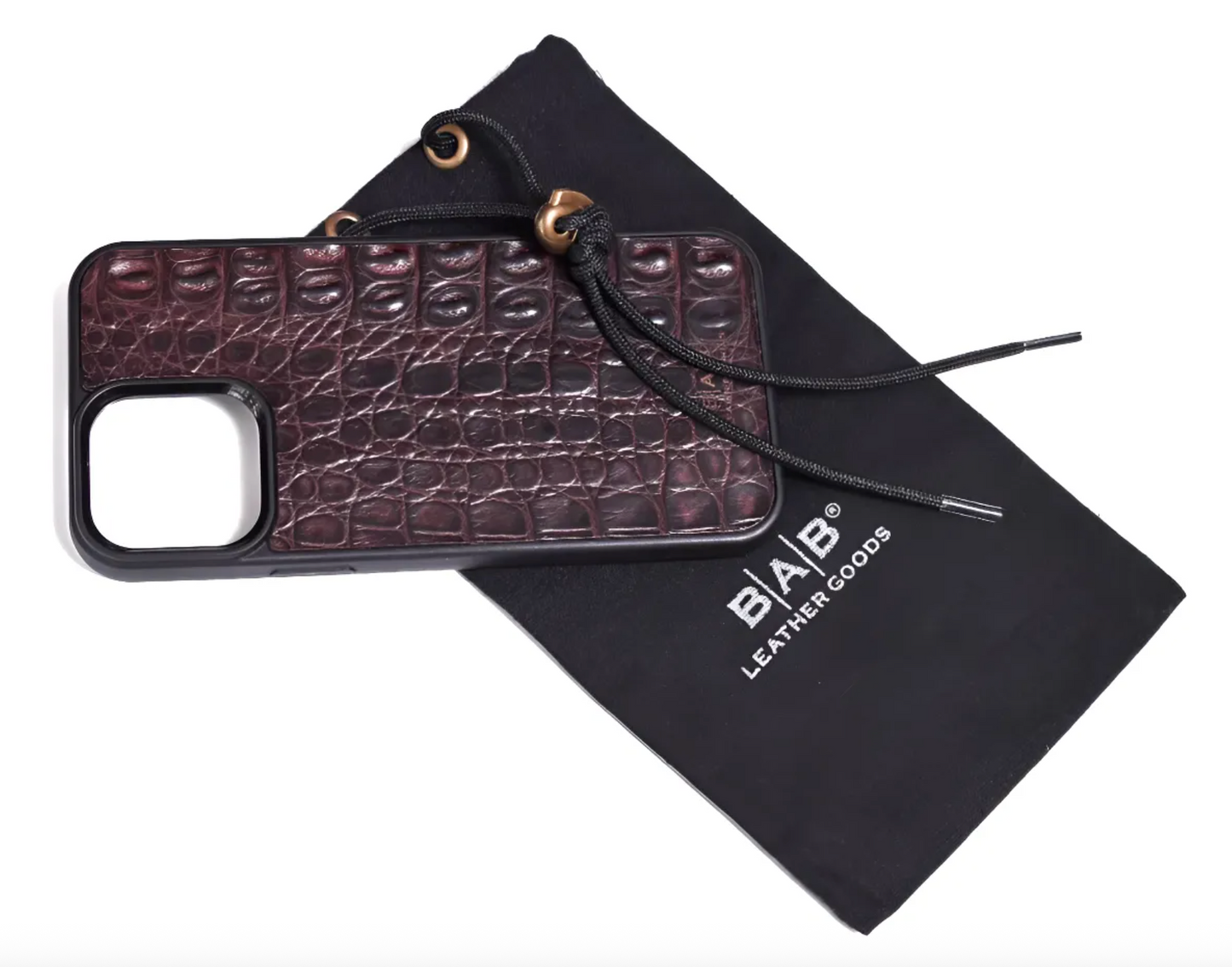 Coque en cuir de Crocodile Véritable pour iPhone découpée & gravée au laser/microfibre-57