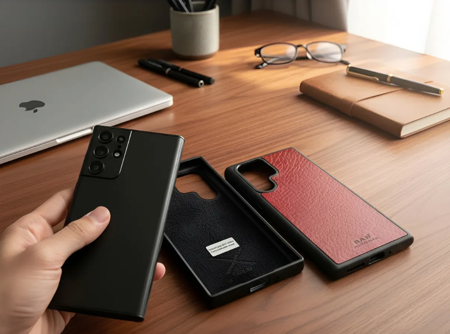 Capa para Samsung de Couro Genuíno Flor Integral curtido vegetal com tanino cortada e gravada a laser/microfibra.- 51