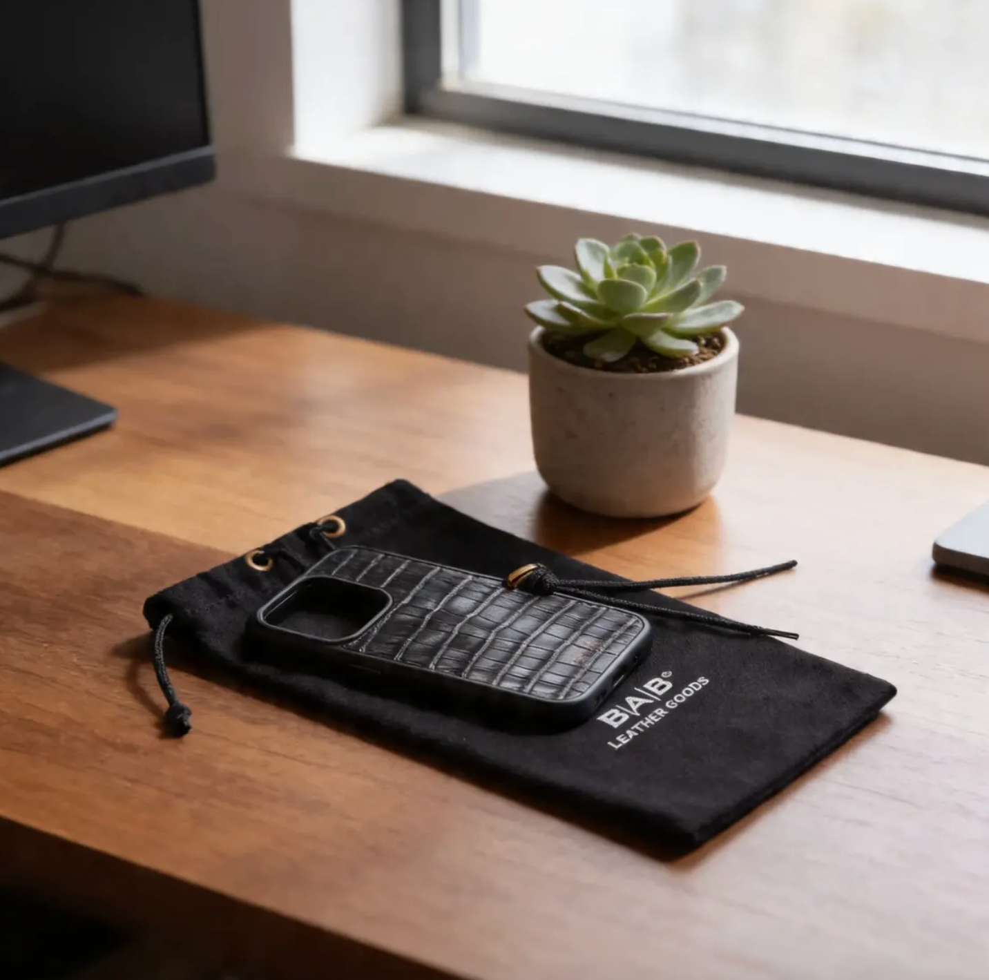Coque en cuir de Crocodile Véritable pour iPhone découpée & gravée au laser/microfibre-57