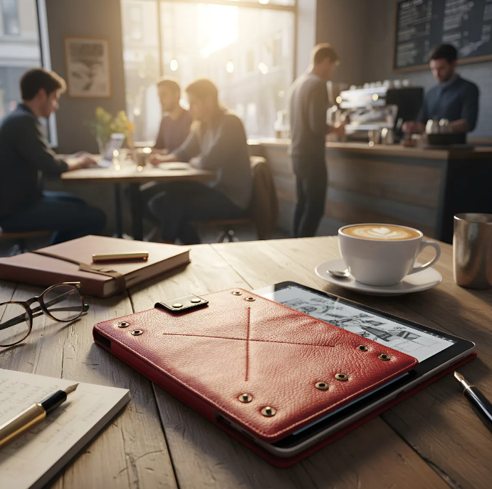 Capa para iPad: Air 10,5"/iPad Air 5ª/4ª/3ª(Gen)/iPad Air 11"(M2/iPad 9ª/8ª/7ª(Gen)/iPad Pro 11"4ª/3ª/2ª/1ª(Gen)/iPad Pro 11"(M4). Couro Genuíno de Flor Integral curtido vegetal com tanino/Feltro & 8 Botões de pressão.- 927