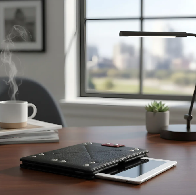 Capa para iPad: Air 10,5"/iPad Air 5ª/4ª/3ª(Gen)/iPad Air 11"(M2/iPad 9ª/8ª/7ª(Gen)/iPad Pro 11"4ª/3ª/2ª/1ª(Gen)/iPad Pro 11"(M4). Couro Genuíno de Flor Integral curtido vegetal com tanino/Feltro & 8 Botões de pressão.- 927