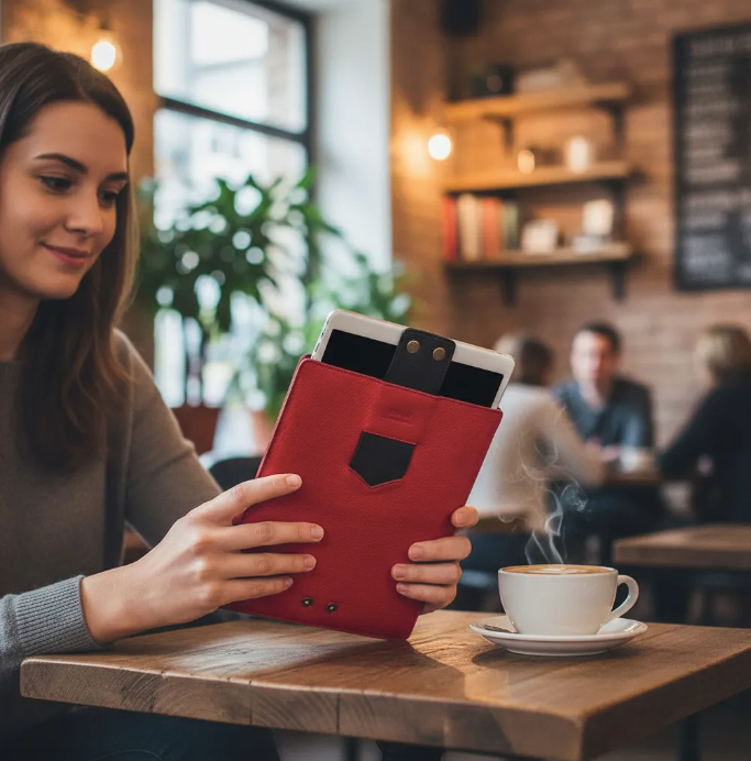 Capa para iPad: Air 10,5"/iPad Air 5ª/4ª/3ª(Gen)/iPad Air 11"(M2/iPad 9ª/8ª/7ª(Gen)/iPad Pro 11"4ª/3ª/2ª/1ª(Gen)/iPad Pro 11"(M4). Couro Genuíno de Flor Integral curtido vegetal com tanino/Feltro & 8 Botões de pressão.- 927