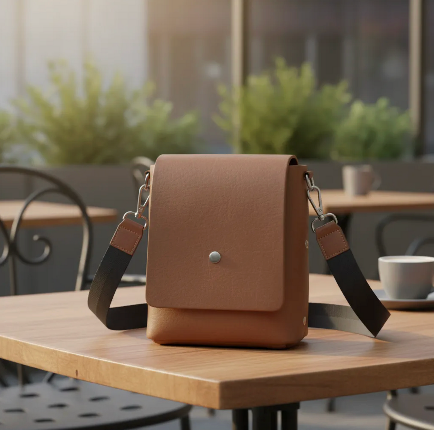 Bandolera / Portacelular / Crossbody Correa Negra.- 751