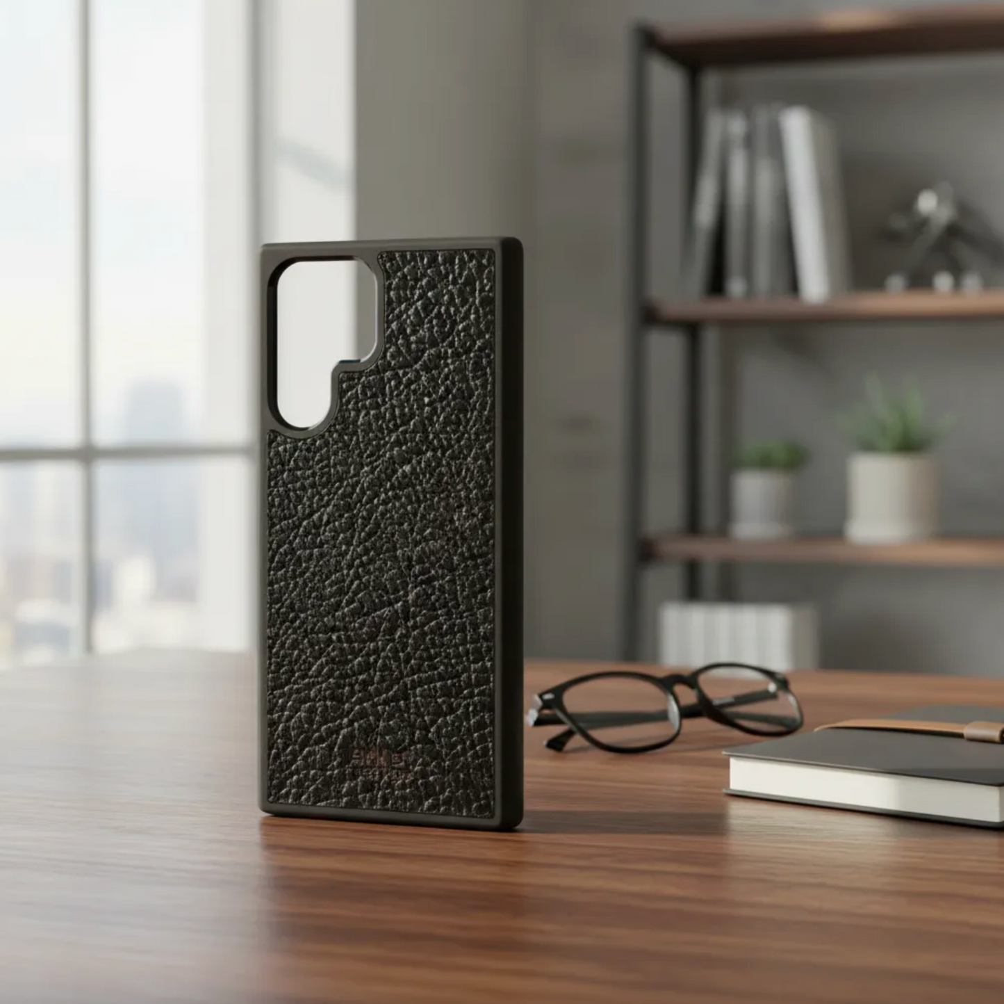 Capa de couro Genuíno B|A|B® Leather Goods Natura Preto curtida vegetalmente com tanino para Samsung: S22/S23/S22/S23 Plus/S22/S23 Ultra-51 B