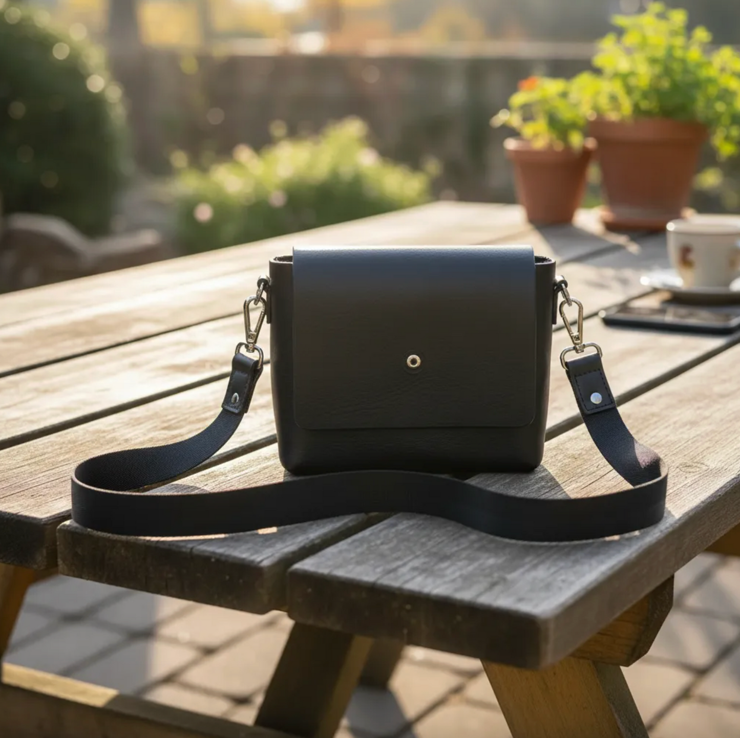 Bandolera / Portacelular / Crossbody Correa Negra.- 751