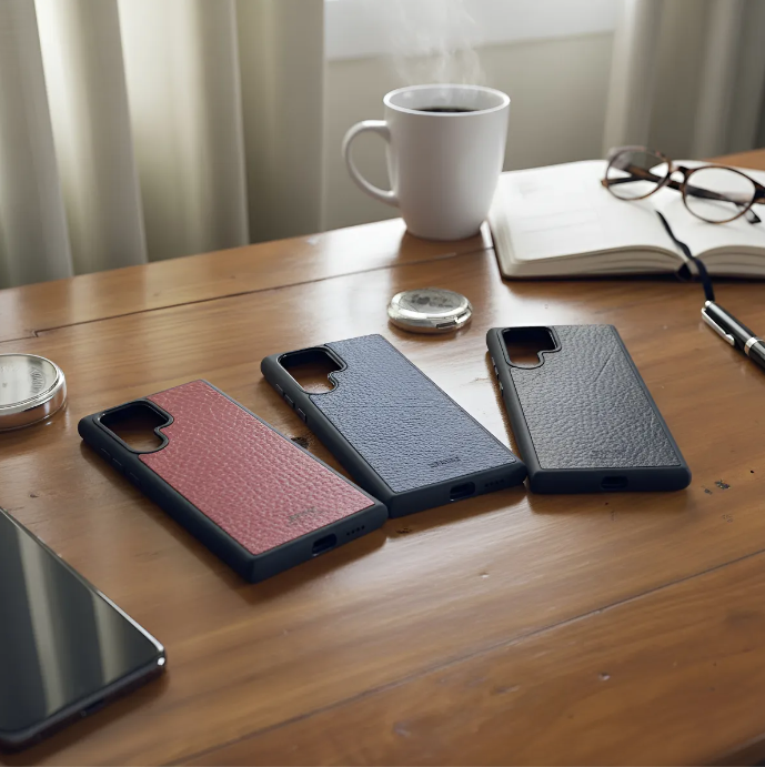 Capa para Samsung de Couro Genuíno Flor Integral curtido vegetal com tanino cortada e gravada a laser/microfibra.- 51